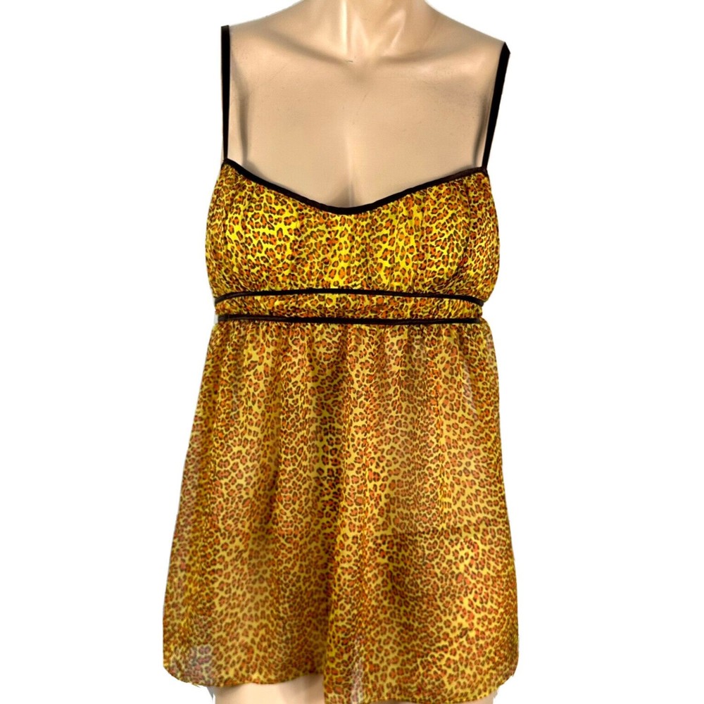 Victoria’s Secret Leopard Print Camisole Babydoll Slip Nightie Cami Size S Small